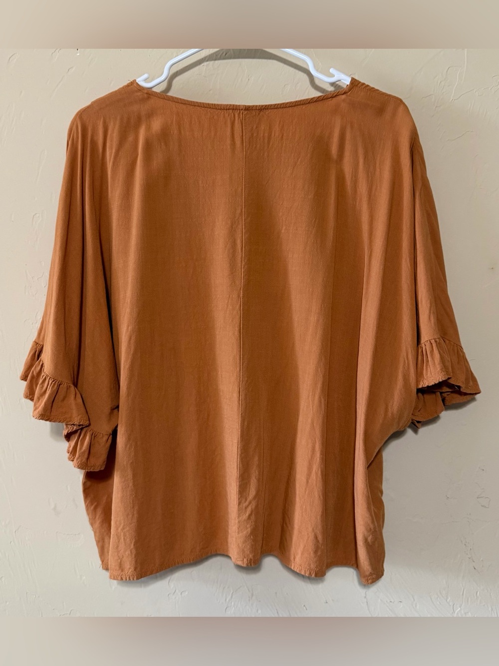 Andree Gold V-Neck Ruffle Sleeve Blouse - Picture 2 of 3